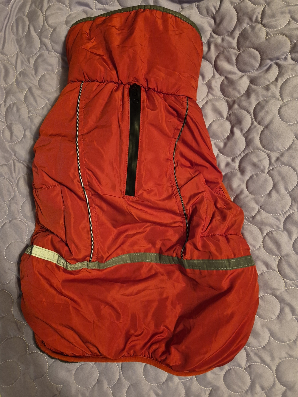 Reflective Red Dog Winter Coat with Zipper Pocket